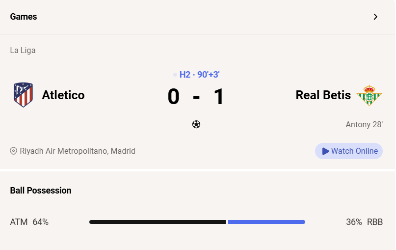 Atlético Madrid vs Real Betis